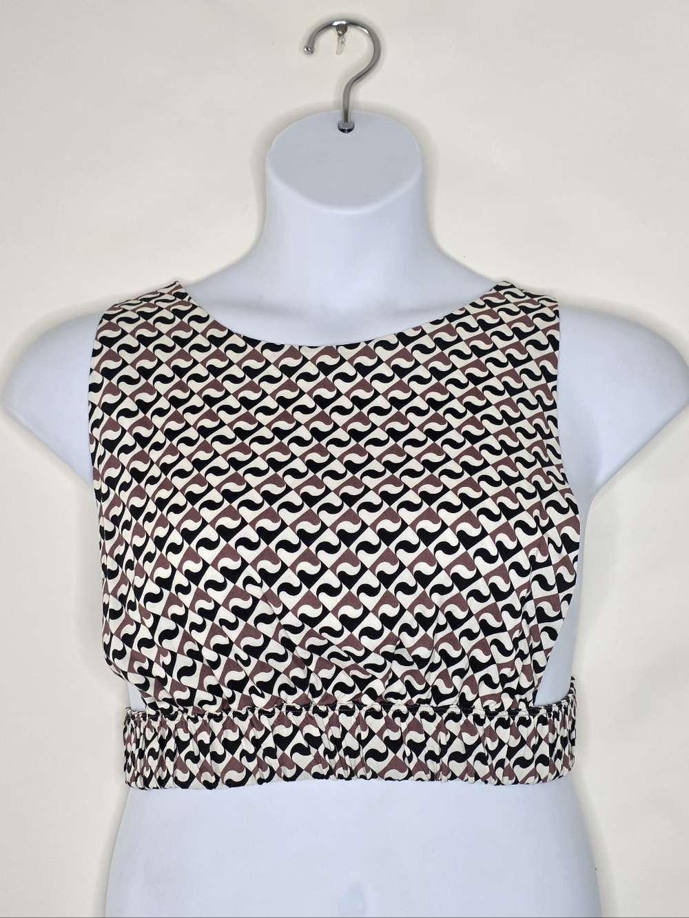 Alohas Cropped Viscose Top Size S Open Back‎ Geo Print Pullover Festival